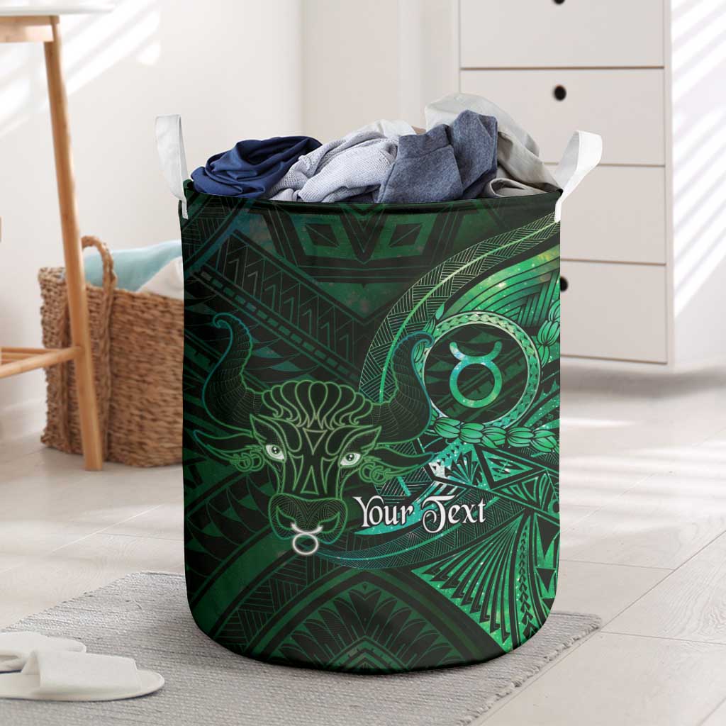 Personalised Polynesia Zodiac Taurus Laundry Basket Galaxy Polynesian Pattern Chest Tattoo Style