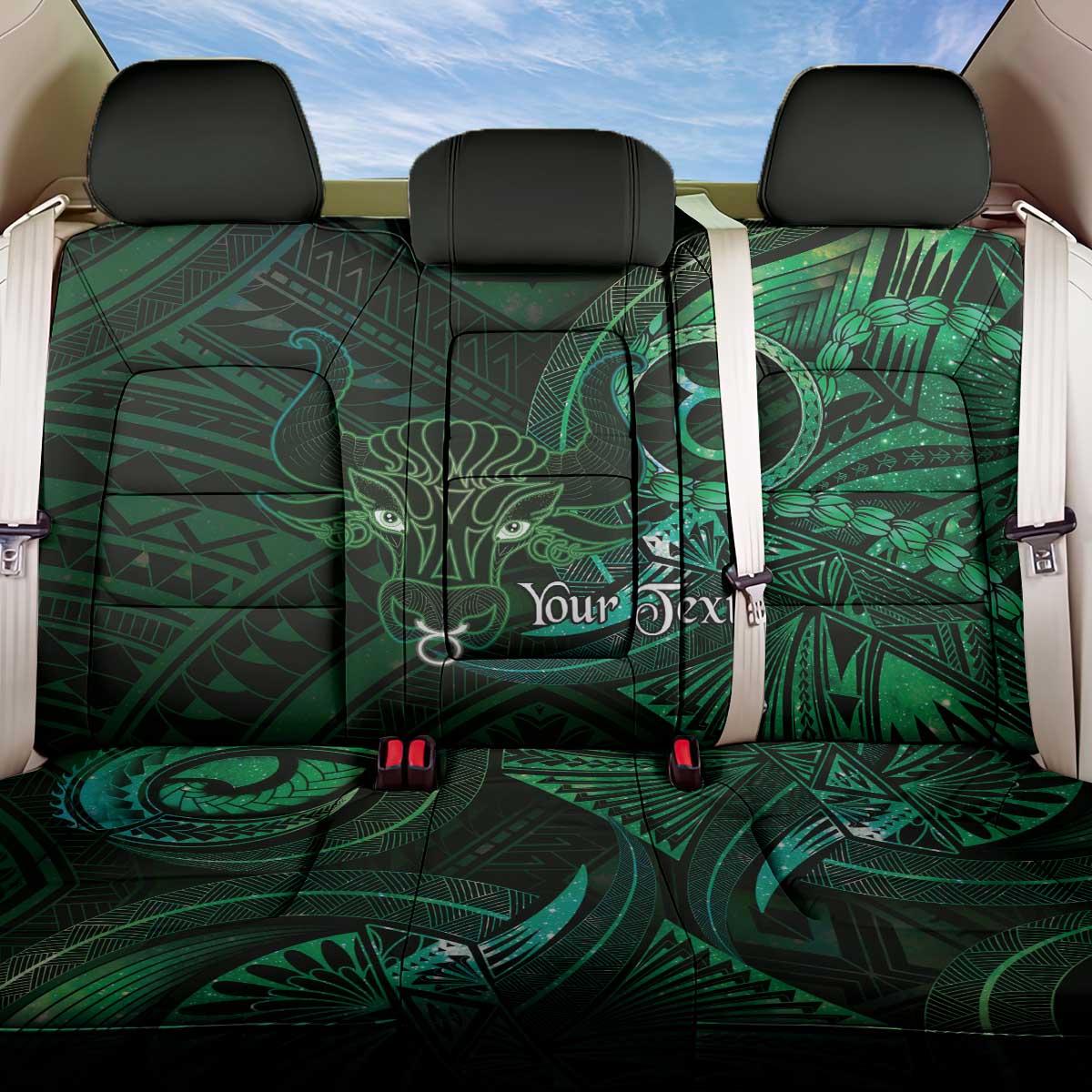 Personalised Polynesia Zodiac Taurus Back Car Seat Cover Galaxy Polynesian Pattern Chest Tattoo Style