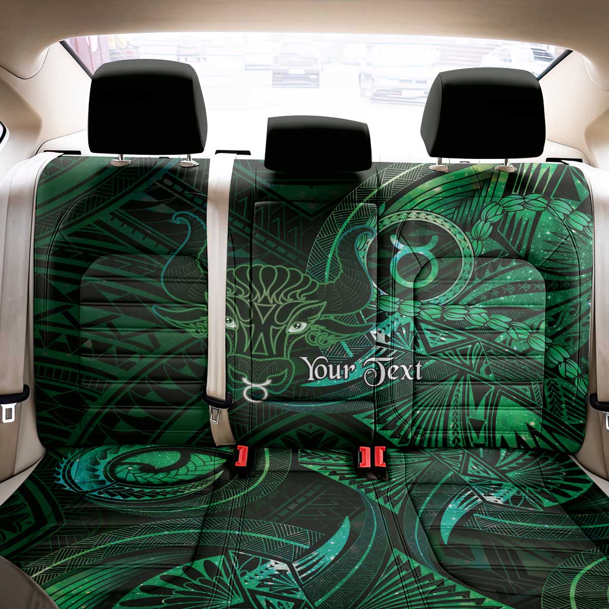 Personalised Polynesia Zodiac Taurus Back Car Seat Cover Galaxy Polynesian Pattern Chest Tattoo Style