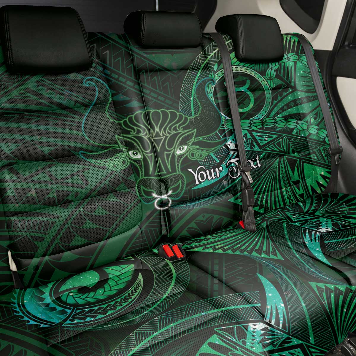 Personalised Polynesia Zodiac Taurus Back Car Seat Cover Galaxy Polynesian Pattern Chest Tattoo Style