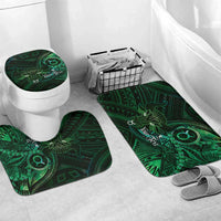 Personalised Polynesia Zodiac Taurus Bathroom Set Galaxy Polynesian Pattern Chest Tattoo Style LT14 Mat Set Only (3 pcs) One Size Green - Polynesian Pride