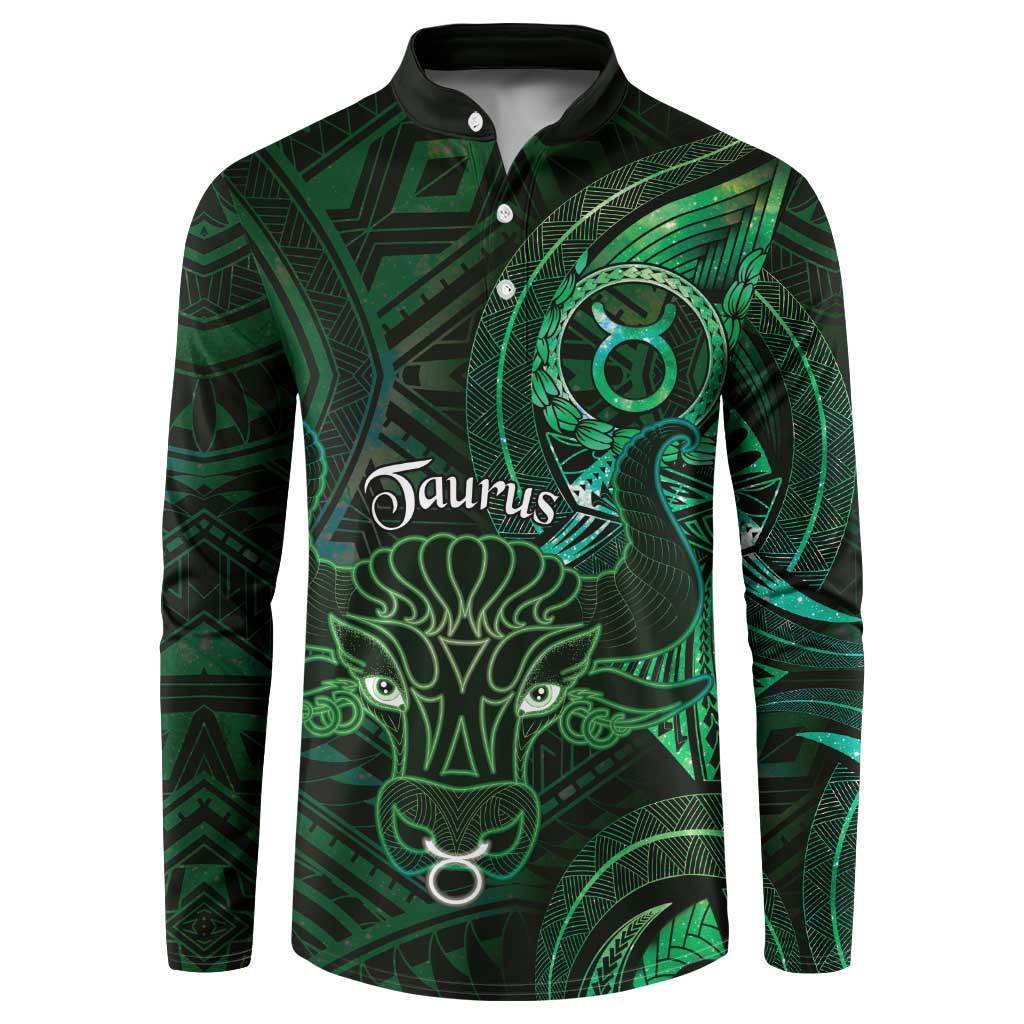 Personalised Polynesia Zodiac Taurus Button Sweatshirt Galaxy Polynesian Pattern Chest Tattoo Style