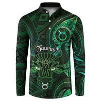 Personalised Polynesia Zodiac Taurus Button Sweatshirt Galaxy Polynesian Pattern Chest Tattoo Style