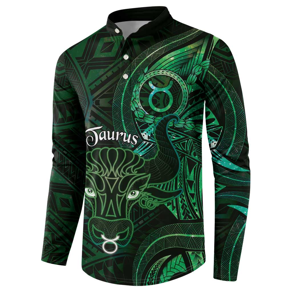 Personalised Polynesia Zodiac Taurus Button Sweatshirt Galaxy Polynesian Pattern Chest Tattoo Style