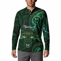 Personalised Polynesia Zodiac Taurus Button Sweatshirt Galaxy Polynesian Pattern Chest Tattoo Style