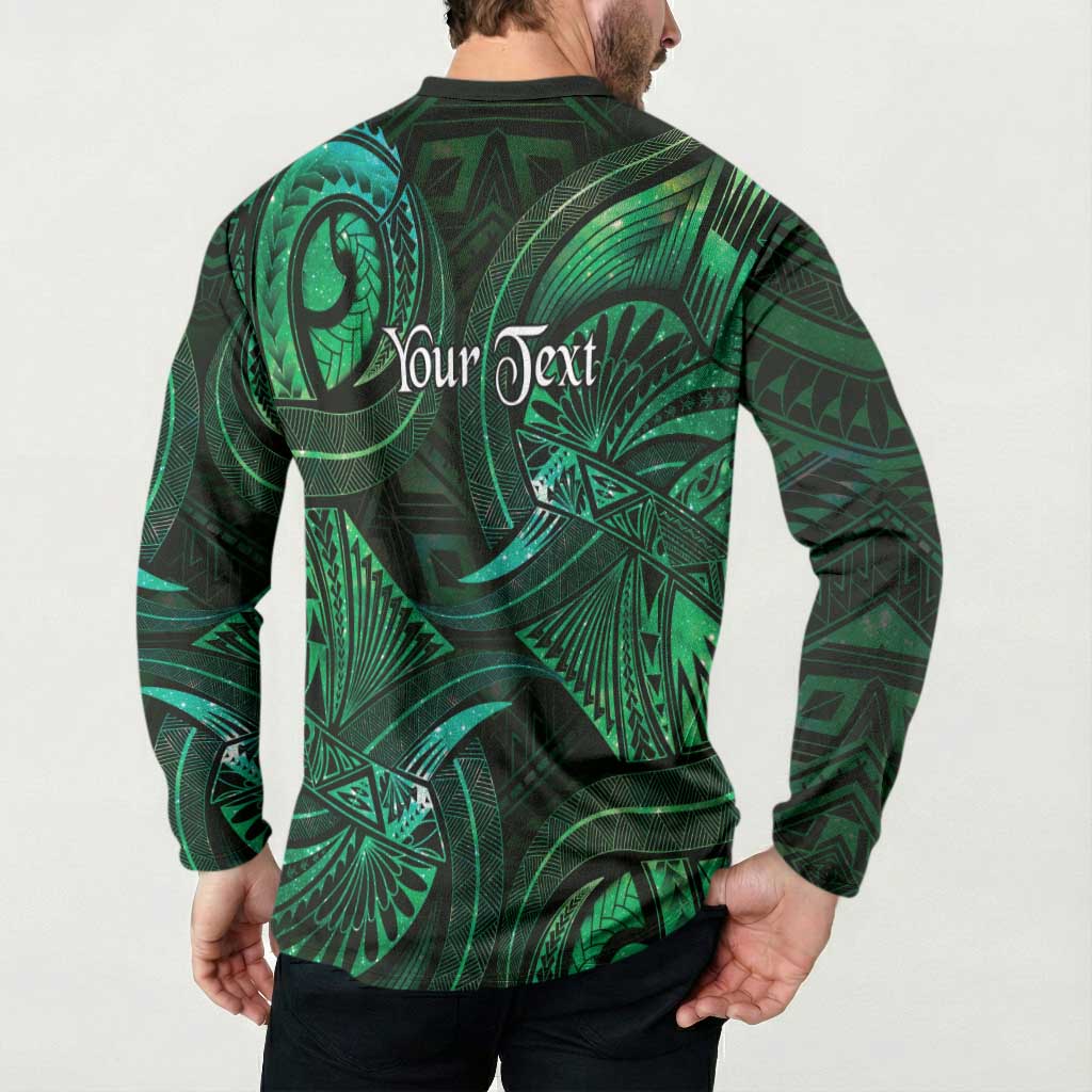 Personalised Polynesia Zodiac Taurus Button Sweatshirt Galaxy Polynesian Pattern Chest Tattoo Style