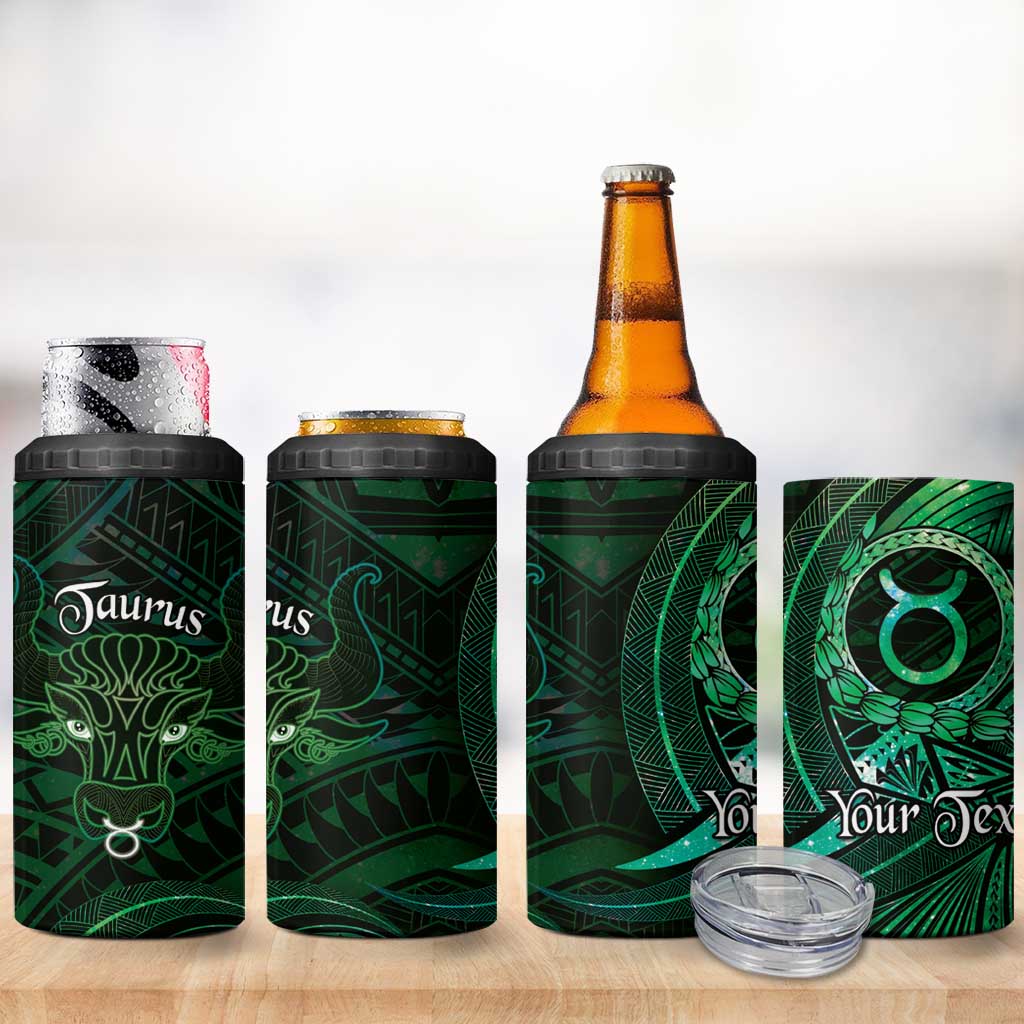 Personalised Polynesia Zodiac Taurus 4 in 1 Can Cooler Tumbler Galaxy Polynesian Pattern Chest Tattoo Style LT14 - Polynesian Pride