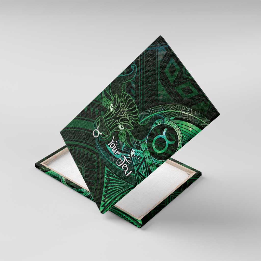 Personalised Polynesia Zodiac Taurus Canvas Wall Art Galaxy Polynesian Pattern Chest Tattoo Style LT14 With Frame Green - Polynesian Pride