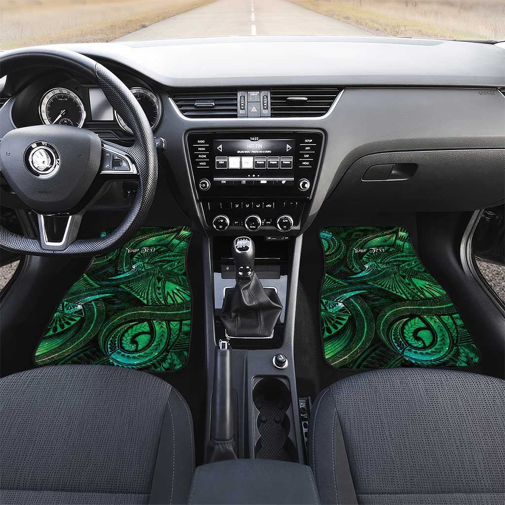 Personalised Polynesia Zodiac Taurus Car Mats Galaxy Polynesian Pattern Chest Tattoo Style LT14 Set 2pcs - Front Green - Polynesian Pride