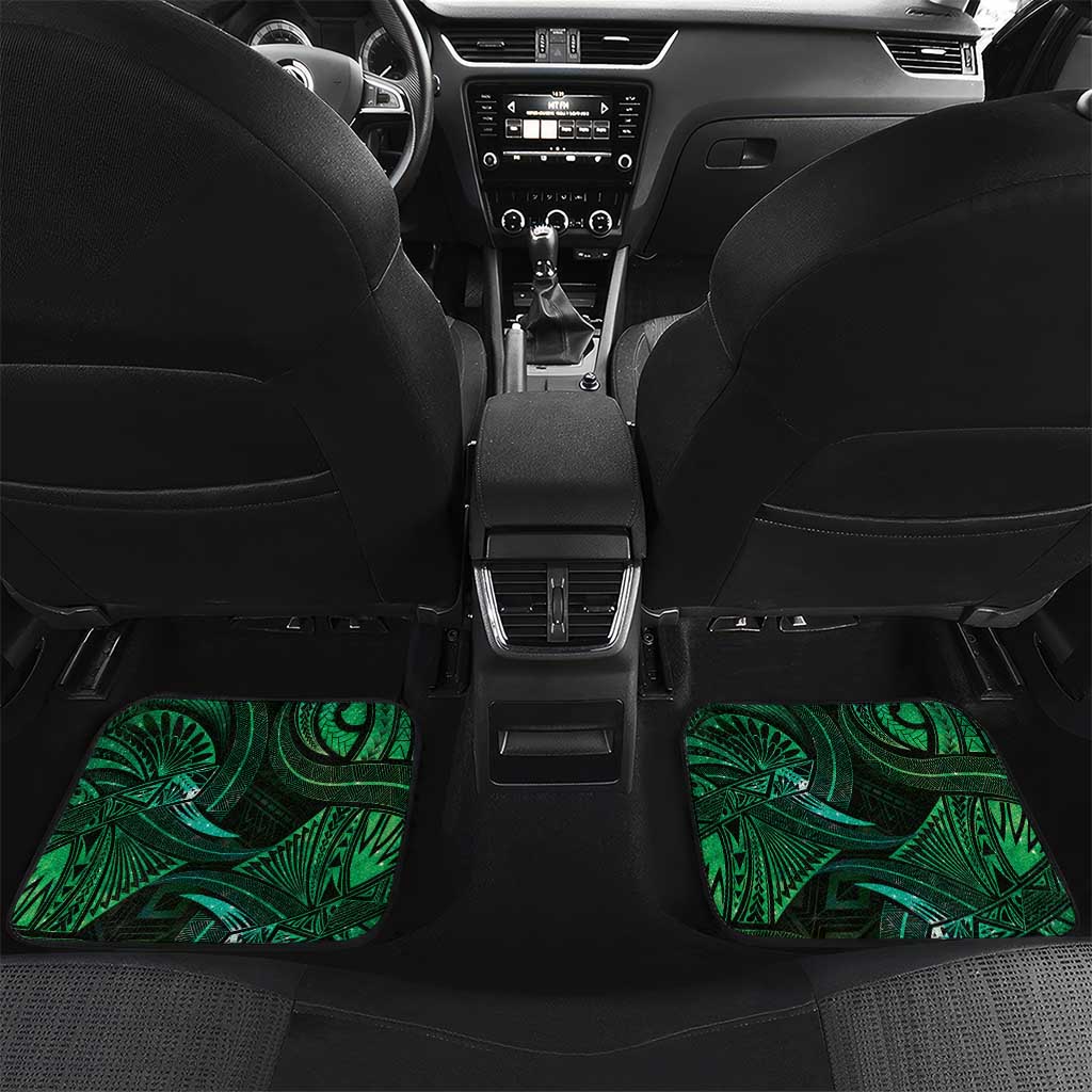 Personalised Polynesia Zodiac Taurus Car Mats Galaxy Polynesian Pattern Chest Tattoo Style LT14 Set 2pcs - Back Green - Polynesian Pride