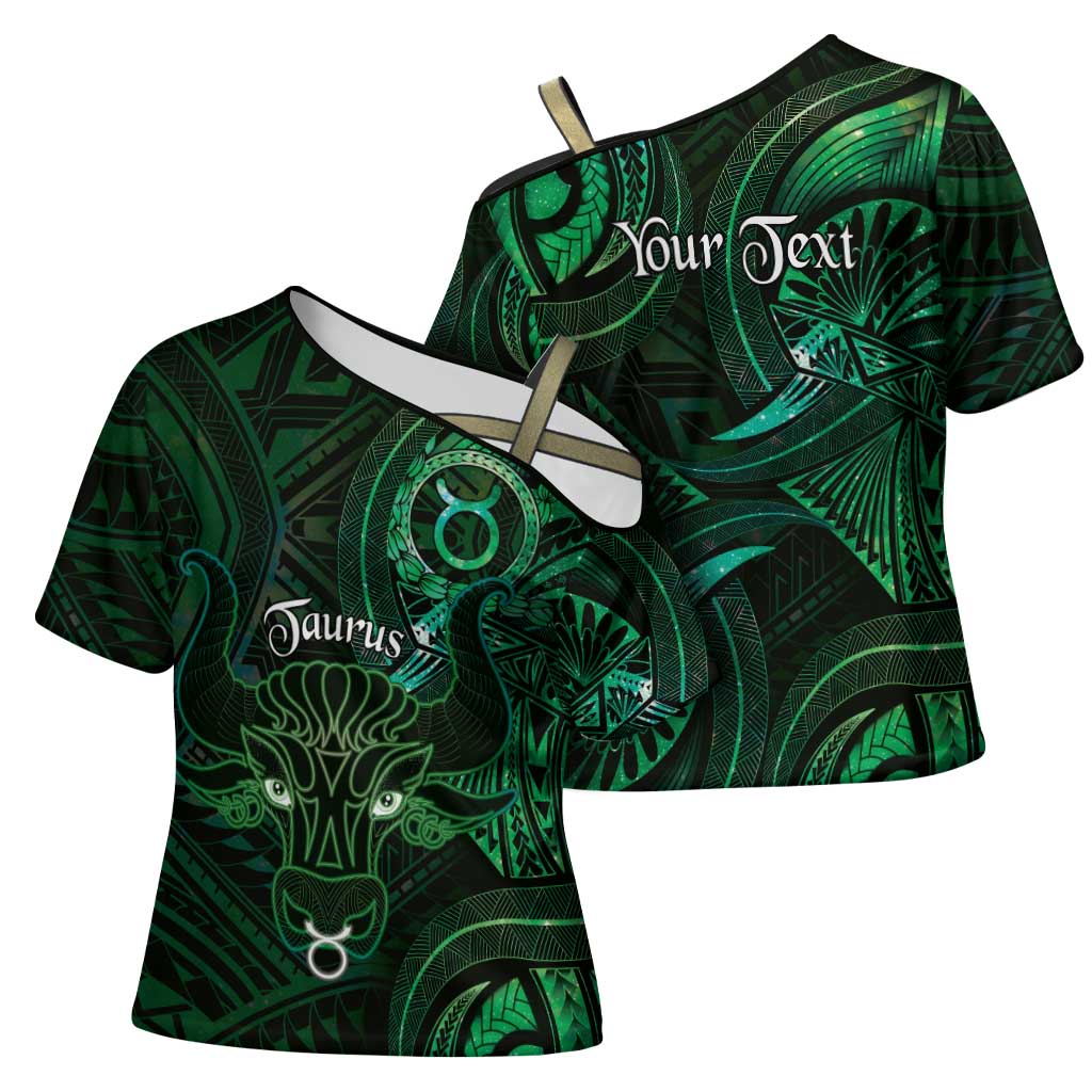 Personalised Polynesia Zodiac Taurus Cross Shoulder Shirt Galaxy Polynesian Pattern Chest Tattoo Style LT14 - Polynesian Pride
