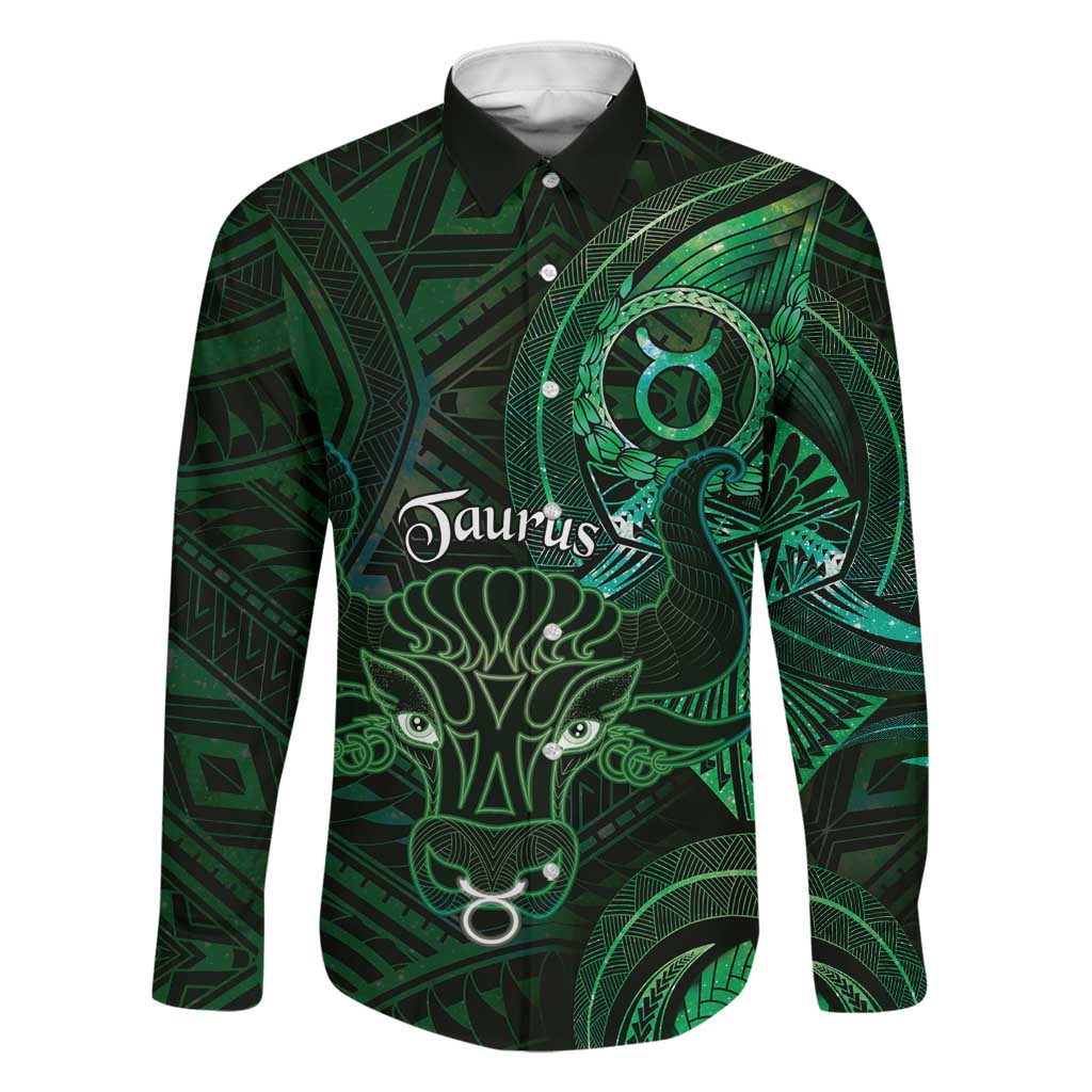 Personalised Polynesia Zodiac Taurus Family Matching Off Shoulder Maxi Dress and Hawaiian Shirt Galaxy Polynesian Pattern Chest Tattoo Style