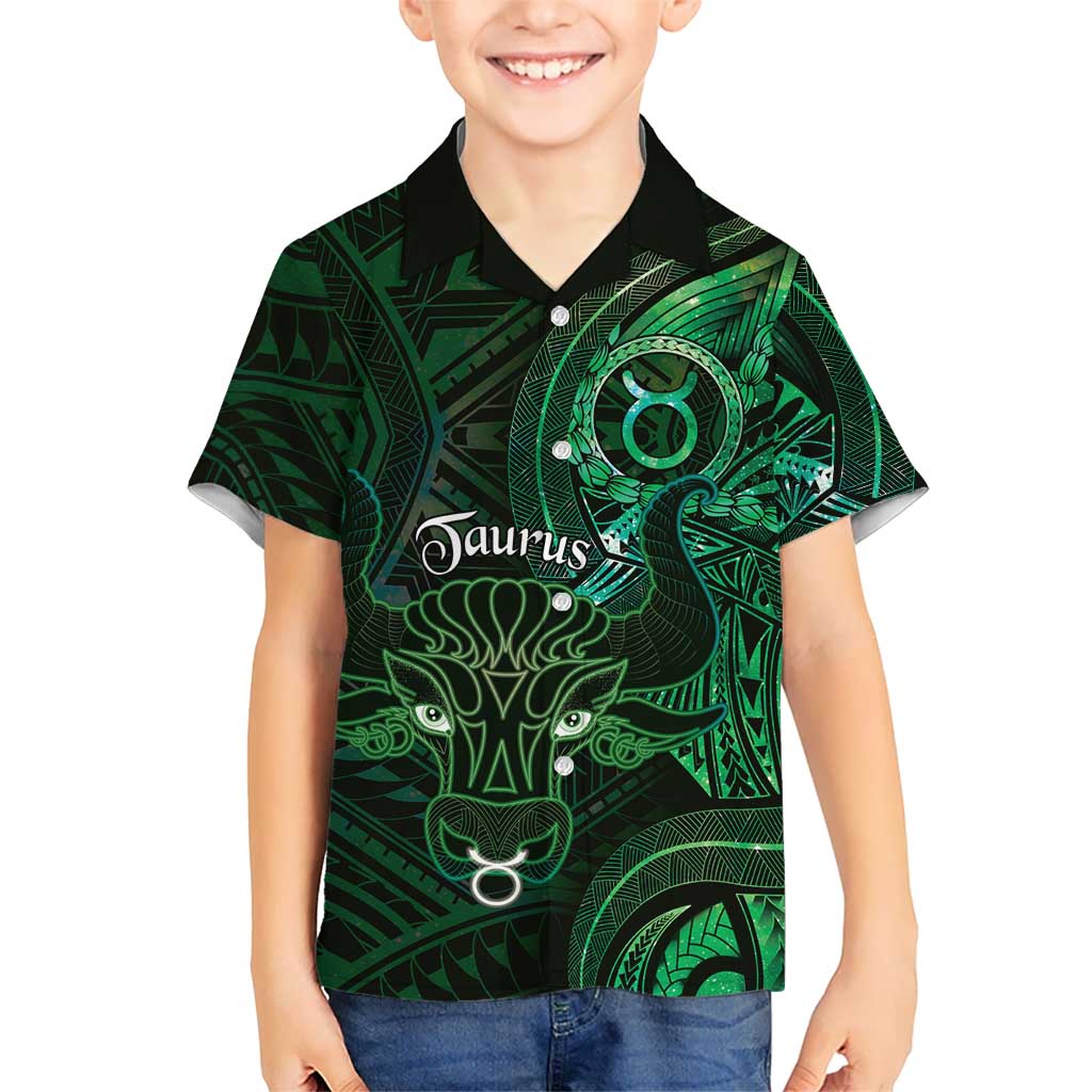 Personalised Polynesia Zodiac Taurus Family Matching Off Shoulder Maxi Dress and Hawaiian Shirt Galaxy Polynesian Pattern Chest Tattoo Style