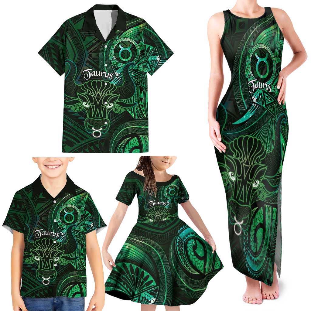 Personalised Polynesia Zodiac Taurus Family Matching Tank Maxi Dress and Hawaiian Shirt Galaxy Polynesian Pattern Chest Tattoo Style LT14 - Polynesian Pride