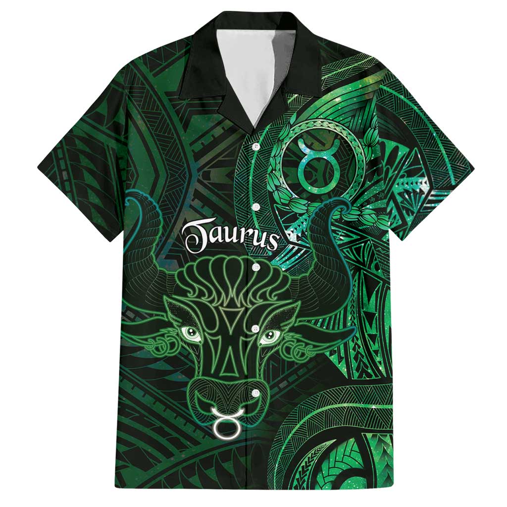 Personalised Polynesia Zodiac Taurus Hawaiian Shirt Galaxy Polynesian Pattern Chest Tattoo Style