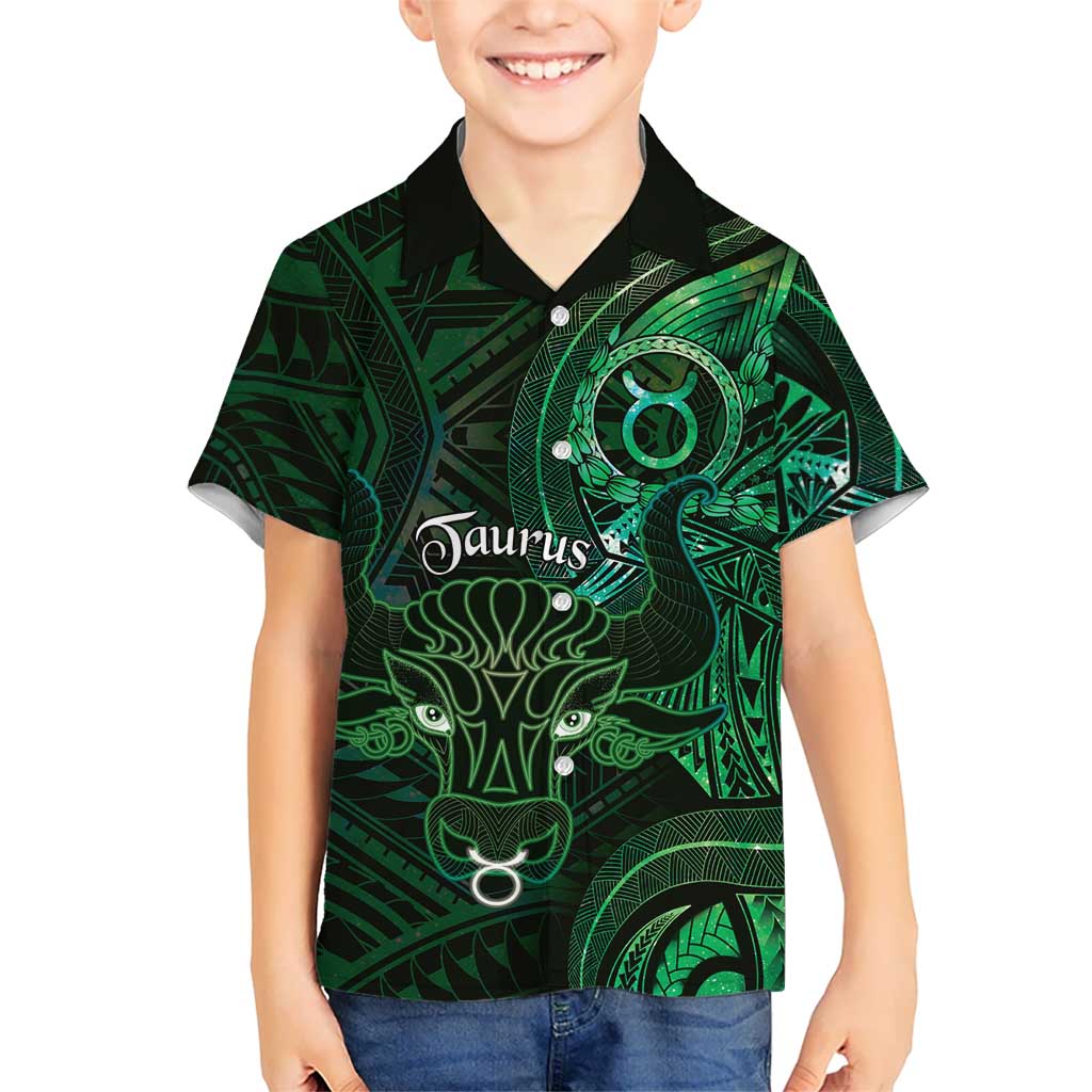 Personalised Polynesia Zodiac Taurus Hawaiian Shirt Galaxy Polynesian Pattern Chest Tattoo Style