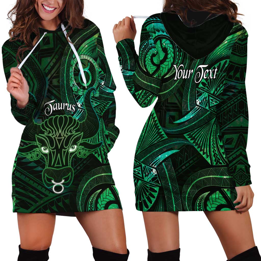 Personalised Polynesia Zodiac Taurus Hoodie Dress Galaxy Polynesian Pattern Chest Tattoo Style LT14 - Polynesian Pride