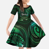 Personalised Polynesia Zodiac Taurus Kid Short Sleeve Dress Galaxy Polynesian Pattern Chest Tattoo Style