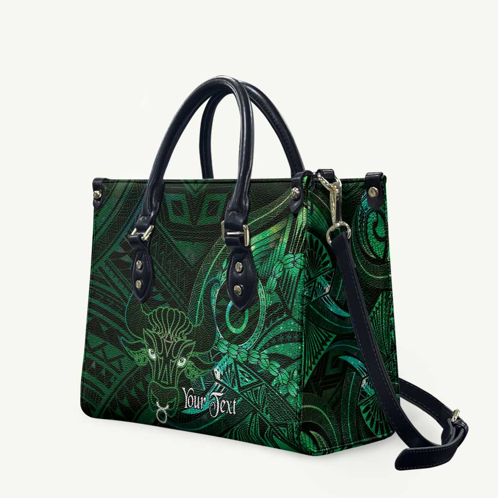Personalised Polynesia Zodiac Taurus Leather Bag Galaxy Polynesian Pattern Chest Tattoo Style LT14 Green - Polynesian Pride