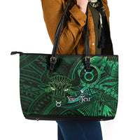 Personalised Polynesia Zodiac Taurus Leather Tote Bag Galaxy Polynesian Pattern Chest Tattoo Style LT14 - Polynesian Pride