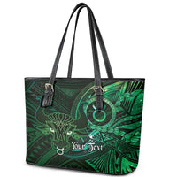 Personalised Polynesia Zodiac Taurus Leather Tote Bag Galaxy Polynesian Pattern Chest Tattoo Style LT14 - Polynesian Pride
