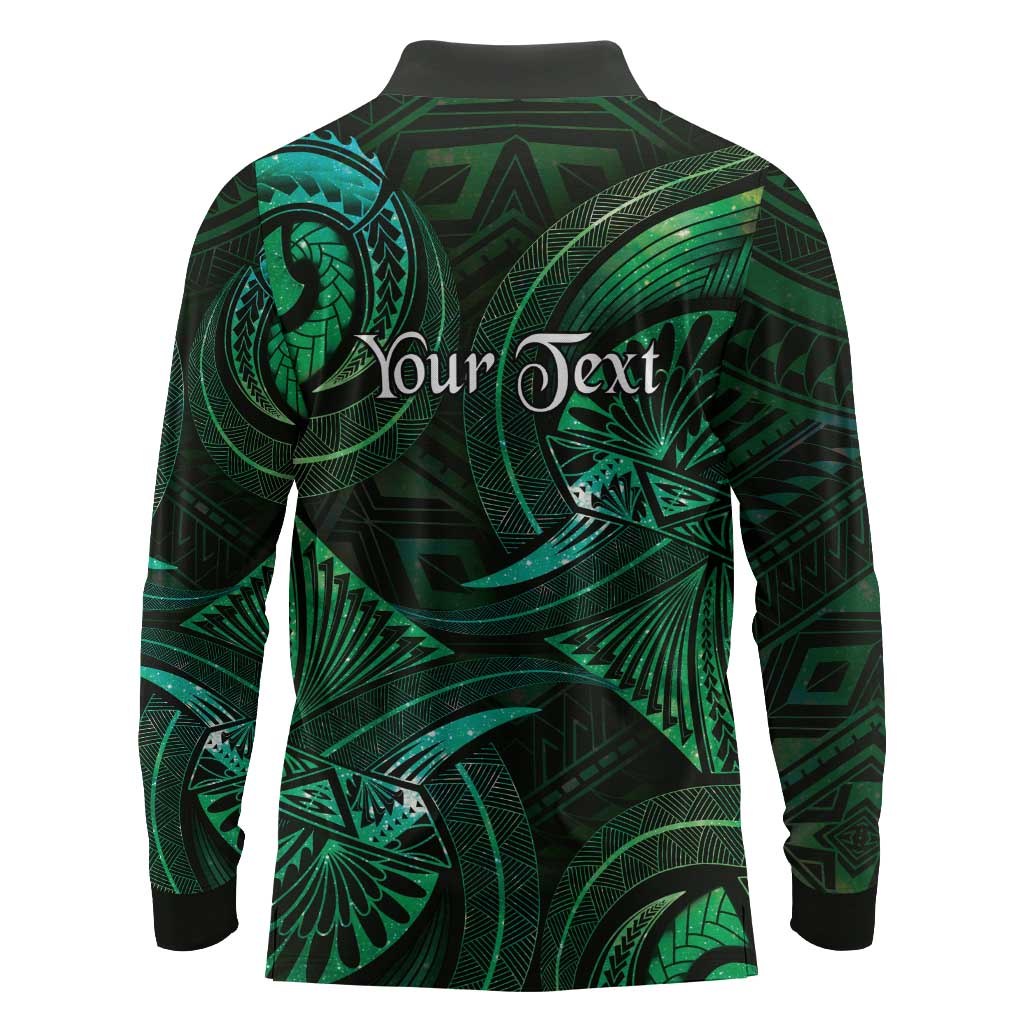 Personalised Polynesia Zodiac Taurus Long Sleeve Polo Shirt Galaxy Polynesian Pattern Chest Tattoo Style LT14 - Polynesian Pride