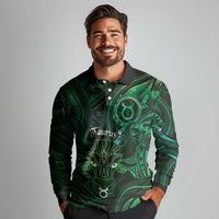 Personalised Polynesia Zodiac Taurus Long Sleeve Polo Shirt Galaxy Polynesian Pattern Chest Tattoo Style LT14 - Polynesian Pride