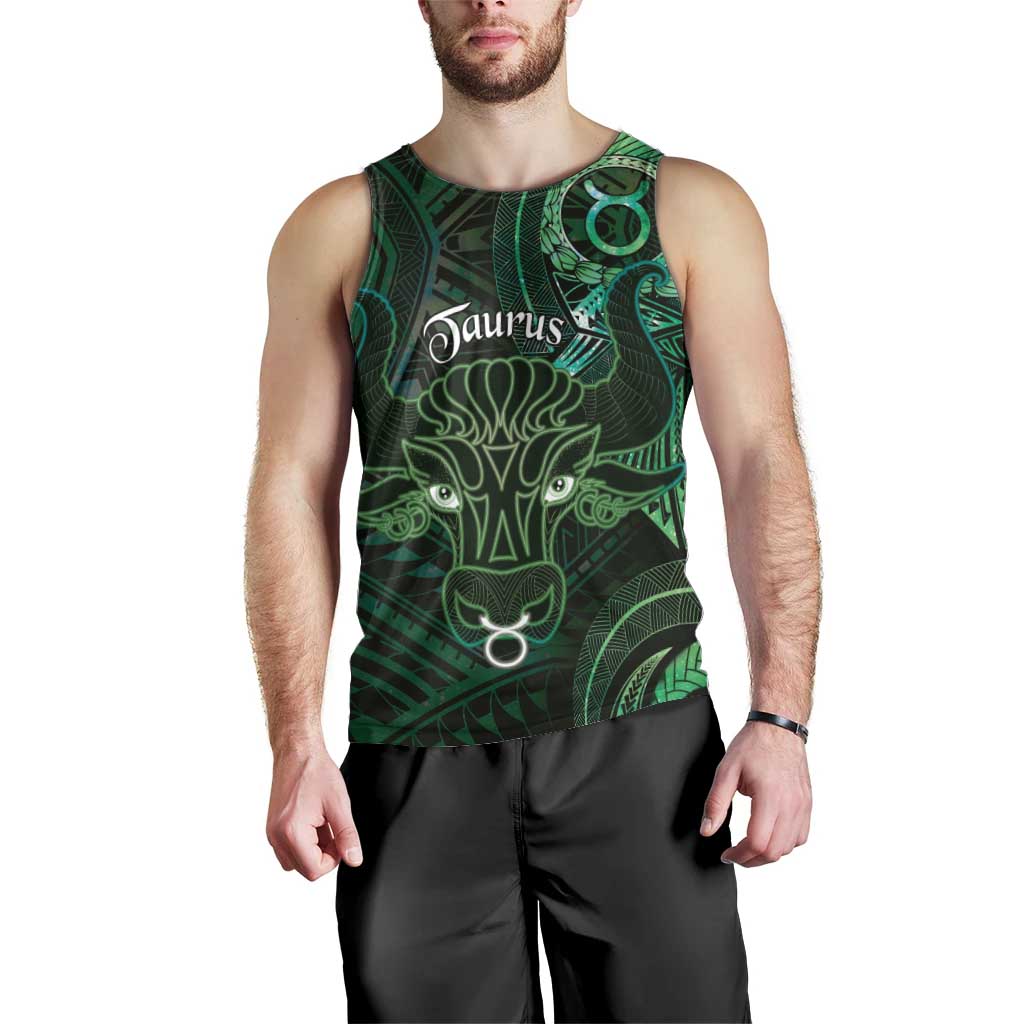 Personalised Polynesia Zodiac Taurus Men Tank Top Galaxy Polynesian Pattern Chest Tattoo Style LT14 - Polynesian Pride