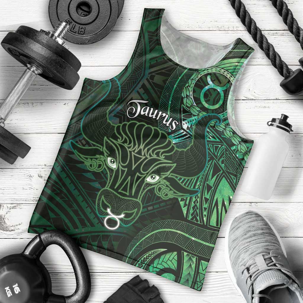 Personalised Polynesia Zodiac Taurus Men Tank Top Galaxy Polynesian Pattern Chest Tattoo Style LT14 - Polynesian Pride