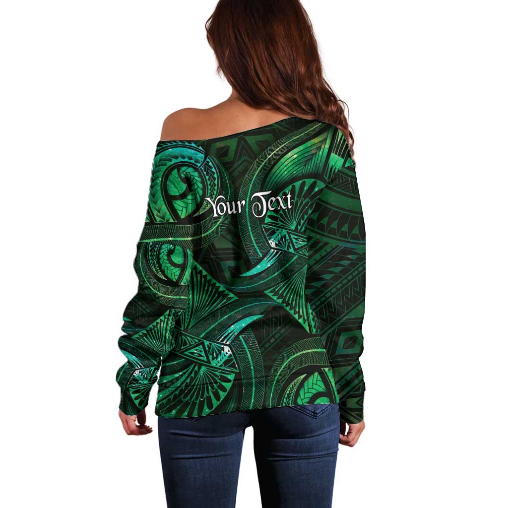 Personalised Polynesia Zodiac Taurus Off Shoulder Sweater Galaxy Polynesian Pattern Chest Tattoo Style LT14 - Polynesian Pride
