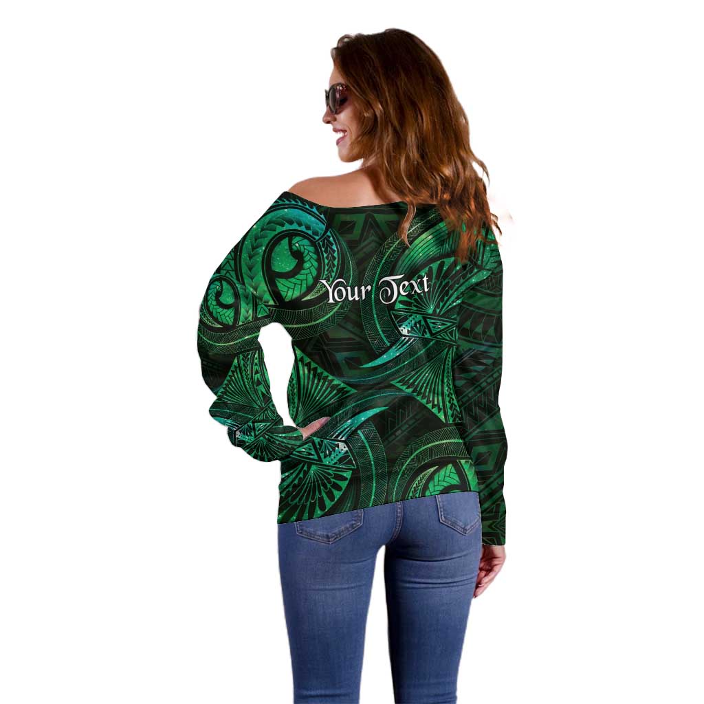 Personalised Polynesia Zodiac Taurus Off Shoulder Sweater Galaxy Polynesian Pattern Chest Tattoo Style LT14 - Polynesian Pride