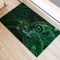 Personalised Polynesia Zodiac Taurus Rubber Doormat Galaxy Polynesian Pattern Chest Tattoo Style