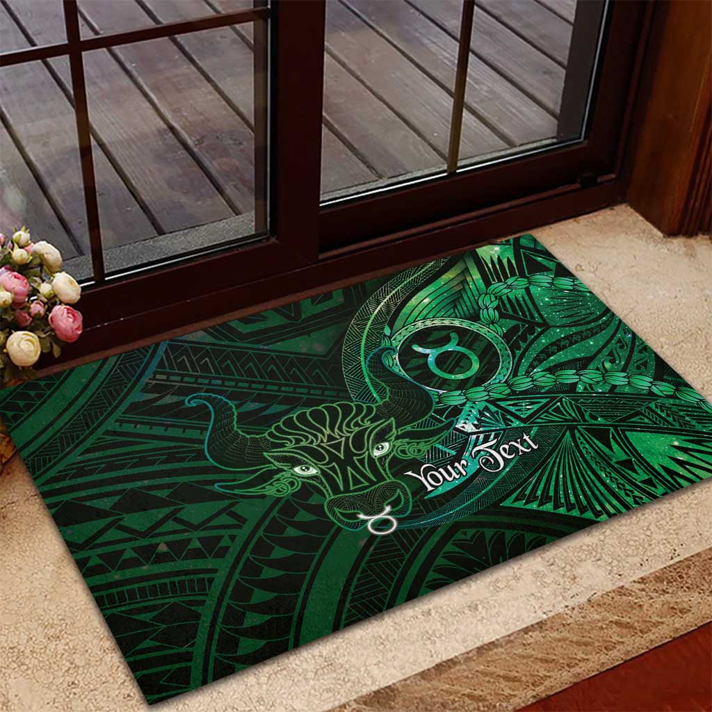 Personalised Polynesia Zodiac Taurus Rubber Doormat Galaxy Polynesian Pattern Chest Tattoo Style