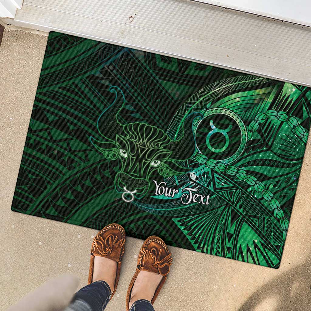 Personalised Polynesia Zodiac Taurus Rubber Doormat Galaxy Polynesian Pattern Chest Tattoo Style