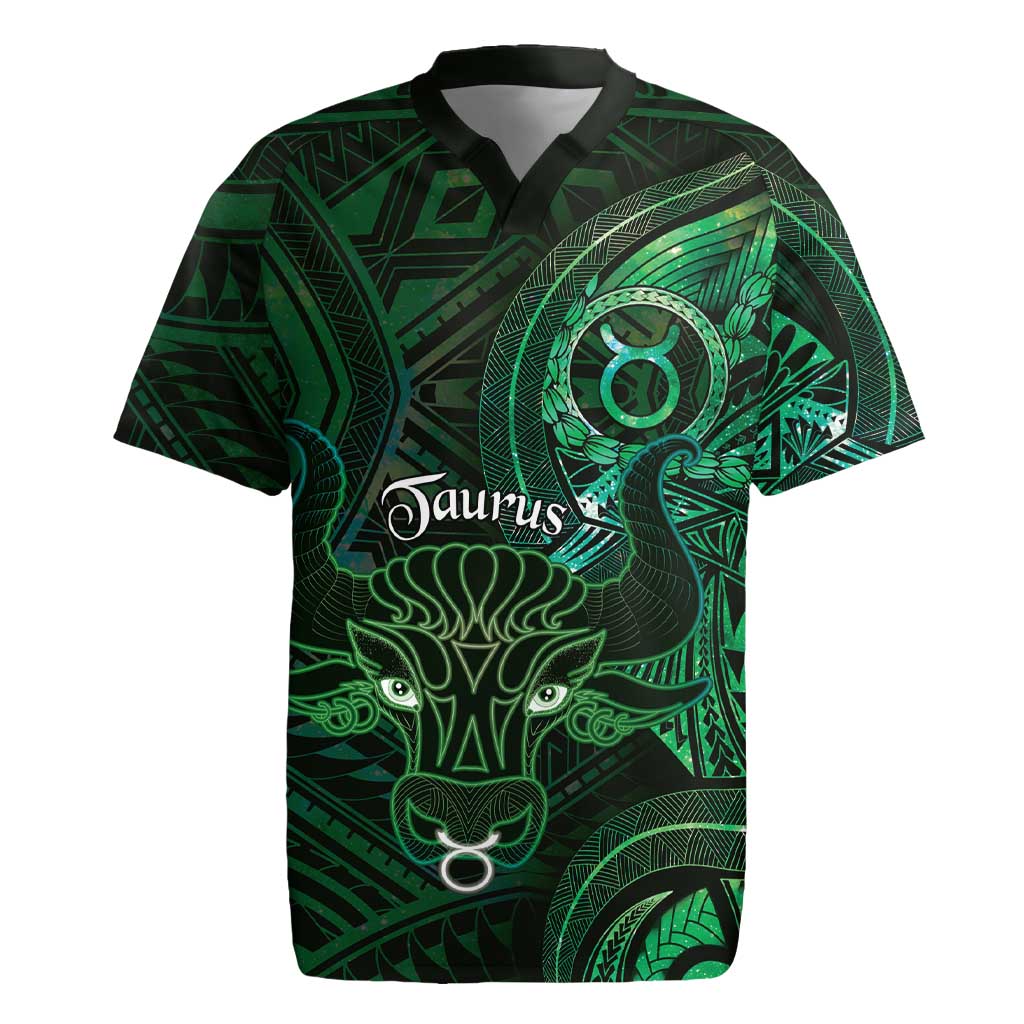 Personalised Polynesia Zodiac Taurus Rugby Jersey Galaxy Polynesian Pattern Chest Tattoo Style LT14 Green - Polynesian Pride