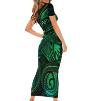 Personalised Polynesia Zodiac Taurus Short Sleeve Bodycon Dress Galaxy Polynesian Pattern Chest Tattoo Style LT14 - Polynesian Pride