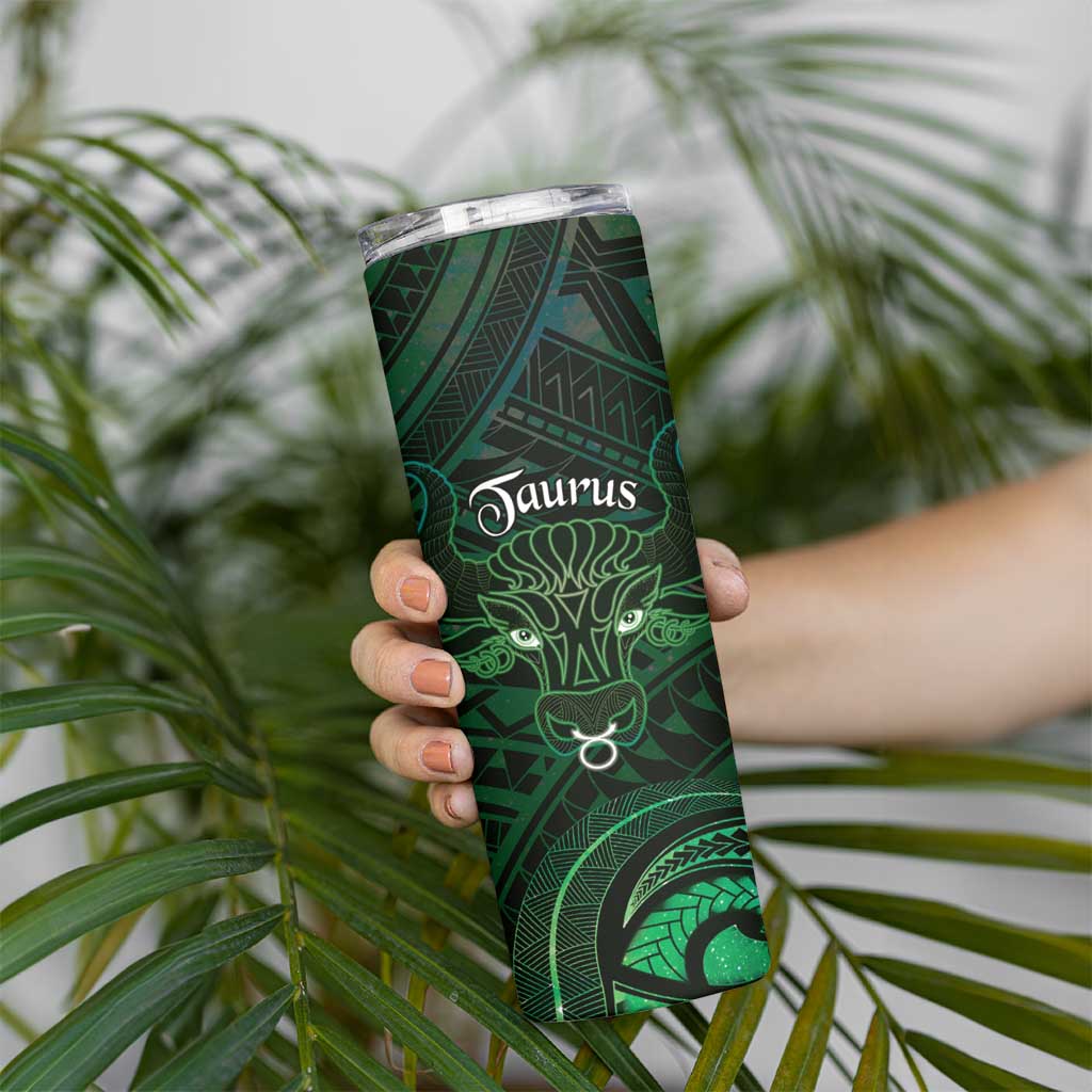 Personalised Polynesia Zodiac Taurus Skinny Tumbler Galaxy Polynesian Pattern Chest Tattoo Style LT14 - Polynesian Pride