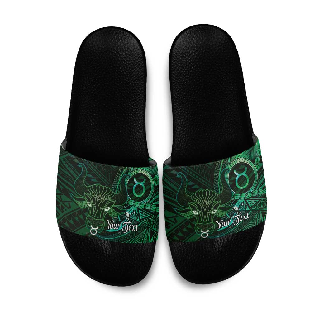 Personalised Polynesia Zodiac Taurus Slide Sandals Galaxy Polynesian Pattern Chest Tattoo Style