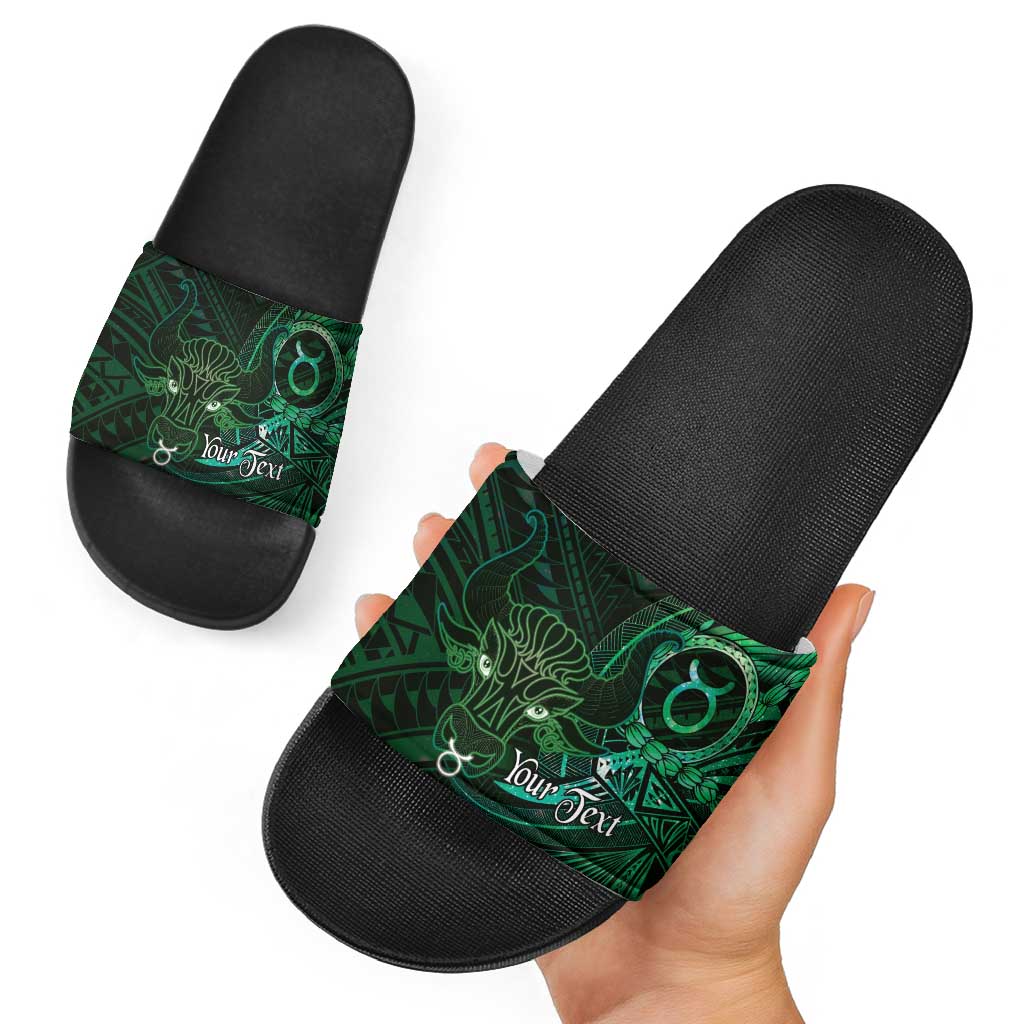 Personalised Polynesia Zodiac Taurus Slide Sandals Galaxy Polynesian Pattern Chest Tattoo Style