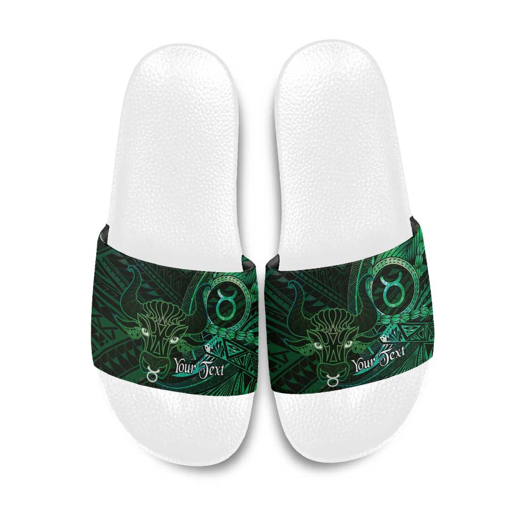 Personalised Polynesia Zodiac Taurus Slide Sandals Galaxy Polynesian Pattern Chest Tattoo Style