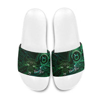 Personalised Polynesia Zodiac Taurus Slide Sandals Galaxy Polynesian Pattern Chest Tattoo Style