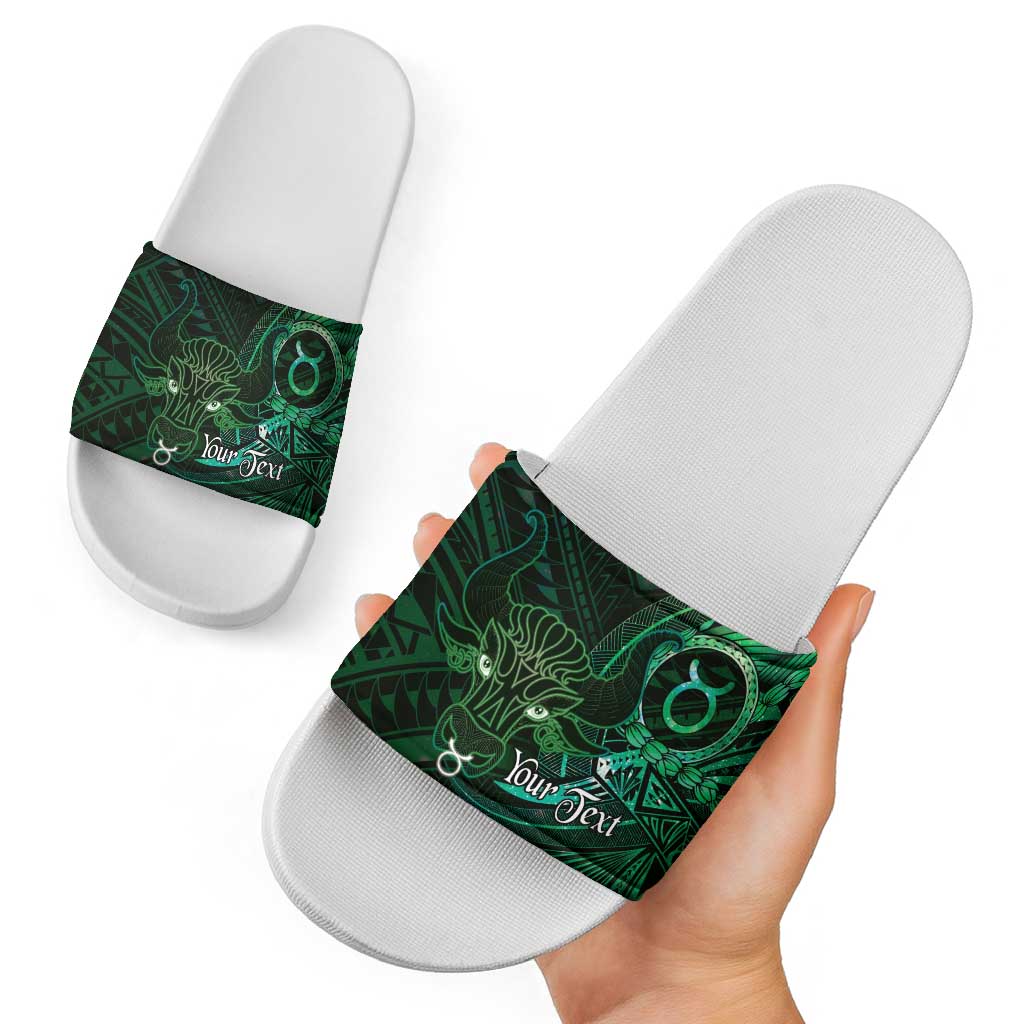 Personalised Polynesia Zodiac Taurus Slide Sandals Galaxy Polynesian Pattern Chest Tattoo Style