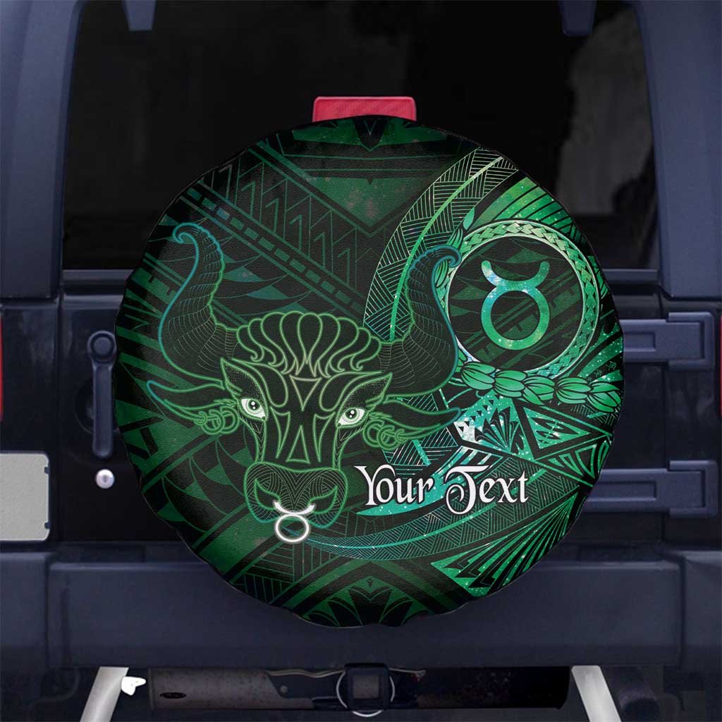 Personalised Polynesia Zodiac Taurus Spare Tire Cover Galaxy Polynesian Pattern Chest Tattoo Style LT14 No hole Green - Polynesian Pride