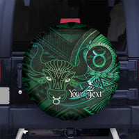 Personalised Polynesia Zodiac Taurus Spare Tire Cover Galaxy Polynesian Pattern Chest Tattoo Style LT14 No hole Green - Polynesian Pride