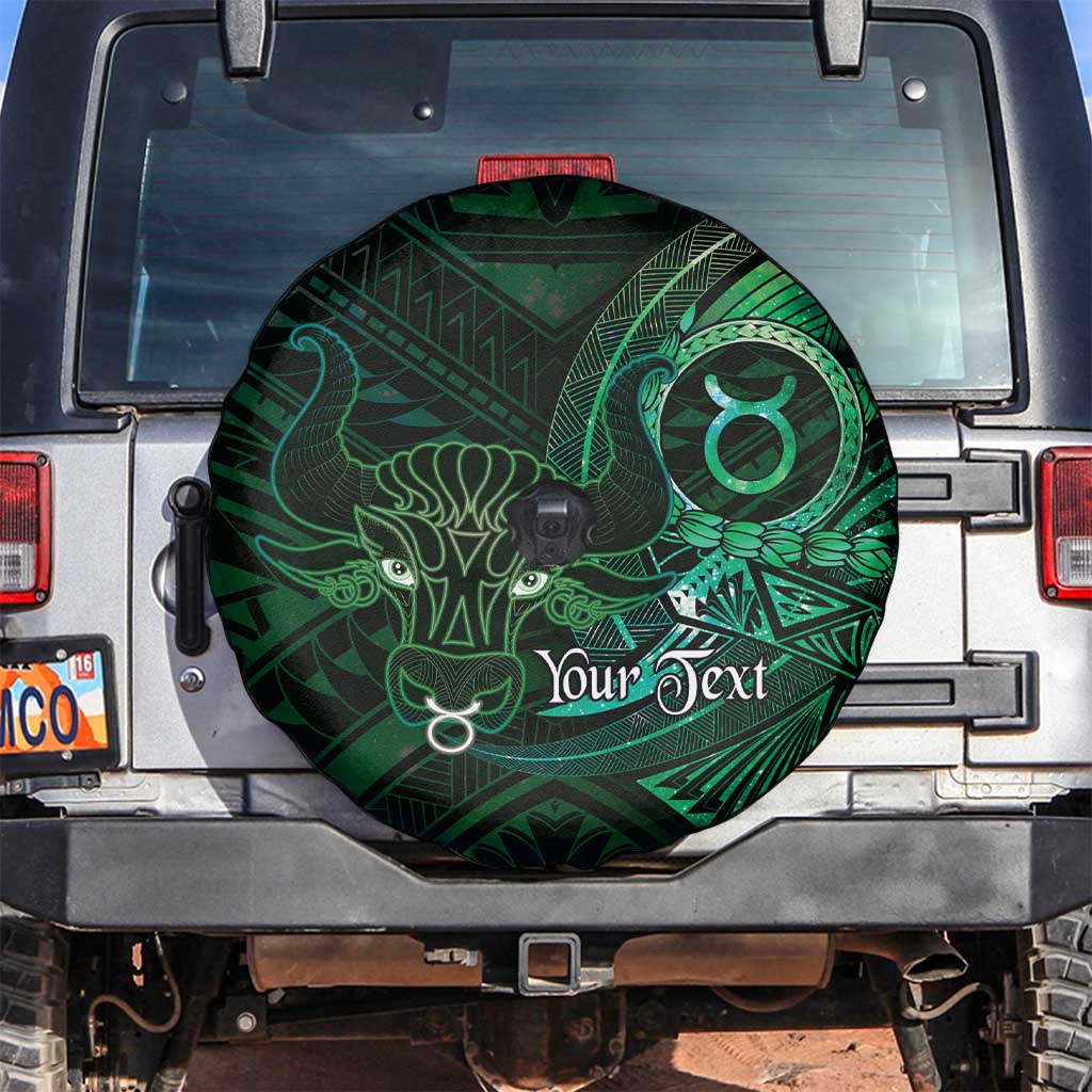 Personalised Polynesia Zodiac Taurus Spare Tire Cover Galaxy Polynesian Pattern Chest Tattoo Style LT14 Green - Polynesian Pride