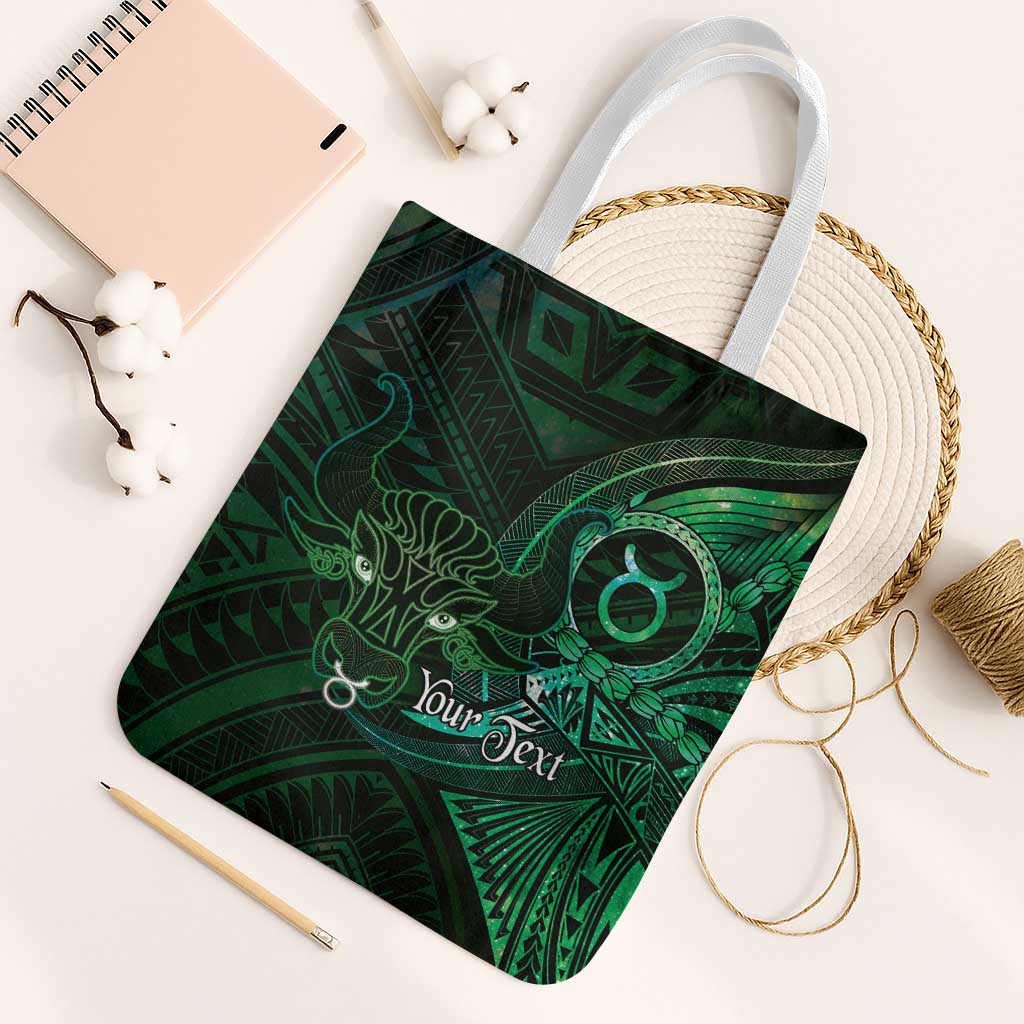 Personalised Polynesia Zodiac Taurus Tote Bag Galaxy Polynesian Pattern Chest Tattoo Style LT14 White Strap One Size Green - Polynesian Pride