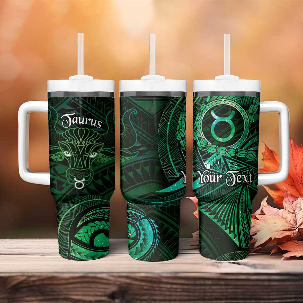 Personalised Polynesia Zodiac Taurus Tumbler With Handle Galaxy Polynesian Pattern Chest Tattoo Style LT14 - Polynesian Pride