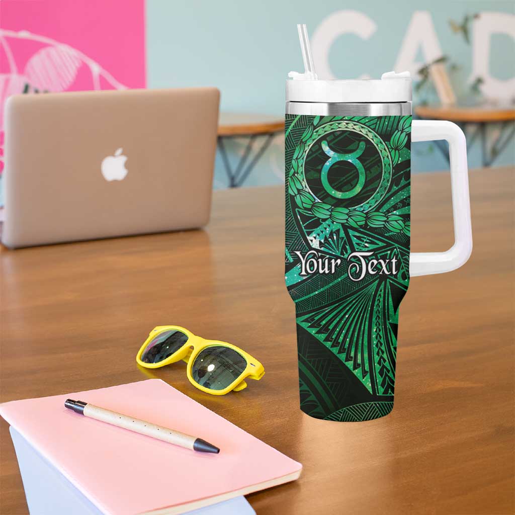 Personalised Polynesia Zodiac Taurus Tumbler With Handle Galaxy Polynesian Pattern Chest Tattoo Style LT14 - Polynesian Pride