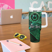 Personalised Polynesia Zodiac Taurus Tumbler With Handle Galaxy Polynesian Pattern Chest Tattoo Style LT14 - Polynesian Pride