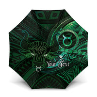 Personalised Polynesia Zodiac Taurus Umbrella Galaxy Polynesian Pattern Chest Tattoo Style LT14 One Size Folded 11.42 inch Opened Diameter 37.4 inch Green - Polynesian Pride